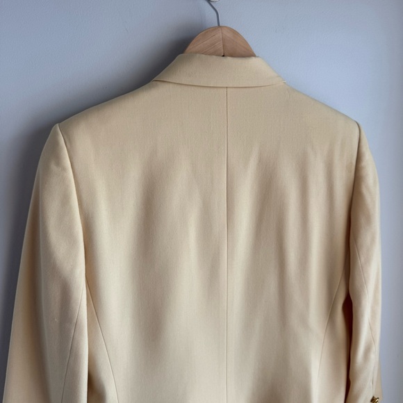 Vintage Talbots Double Breasted Wool Blazer Sz 12 Pale Yellow Retro 80s 90s USA - Picture 8 of 14